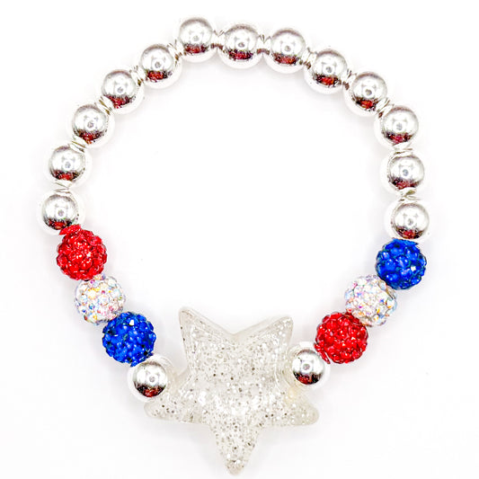 Star Spangled Glass Beaded Bracelet