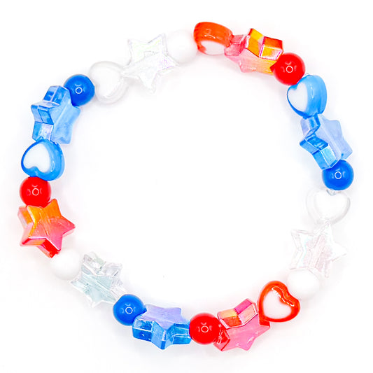 Red White and Blue Stars Beaded Bracelet