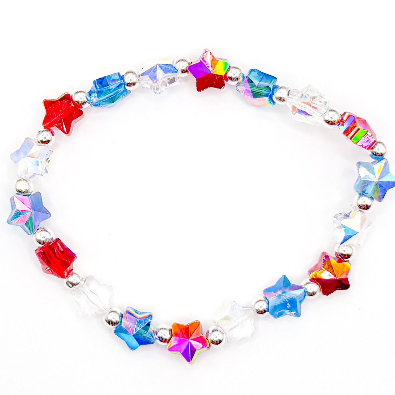 Shiny Patriotic Stars Beaded Bracelet