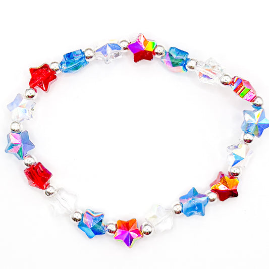Shiny Patriotic Stars Beaded Bracelet