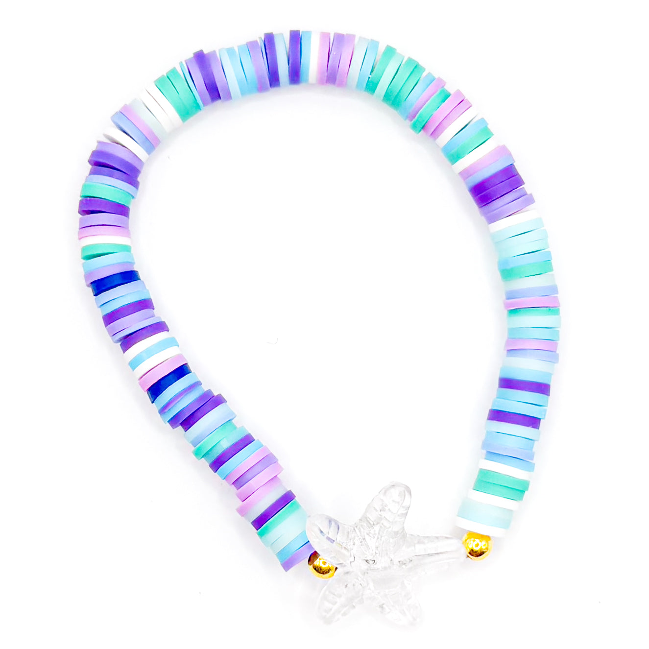 Clear Starfish Clay Beaded Bracelet