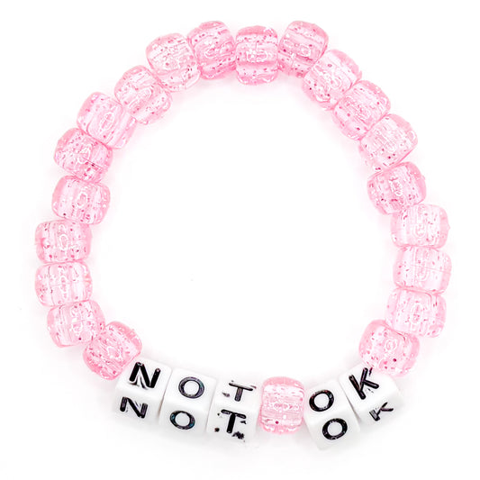 Pink "Not Ok" Beaded Bracelet