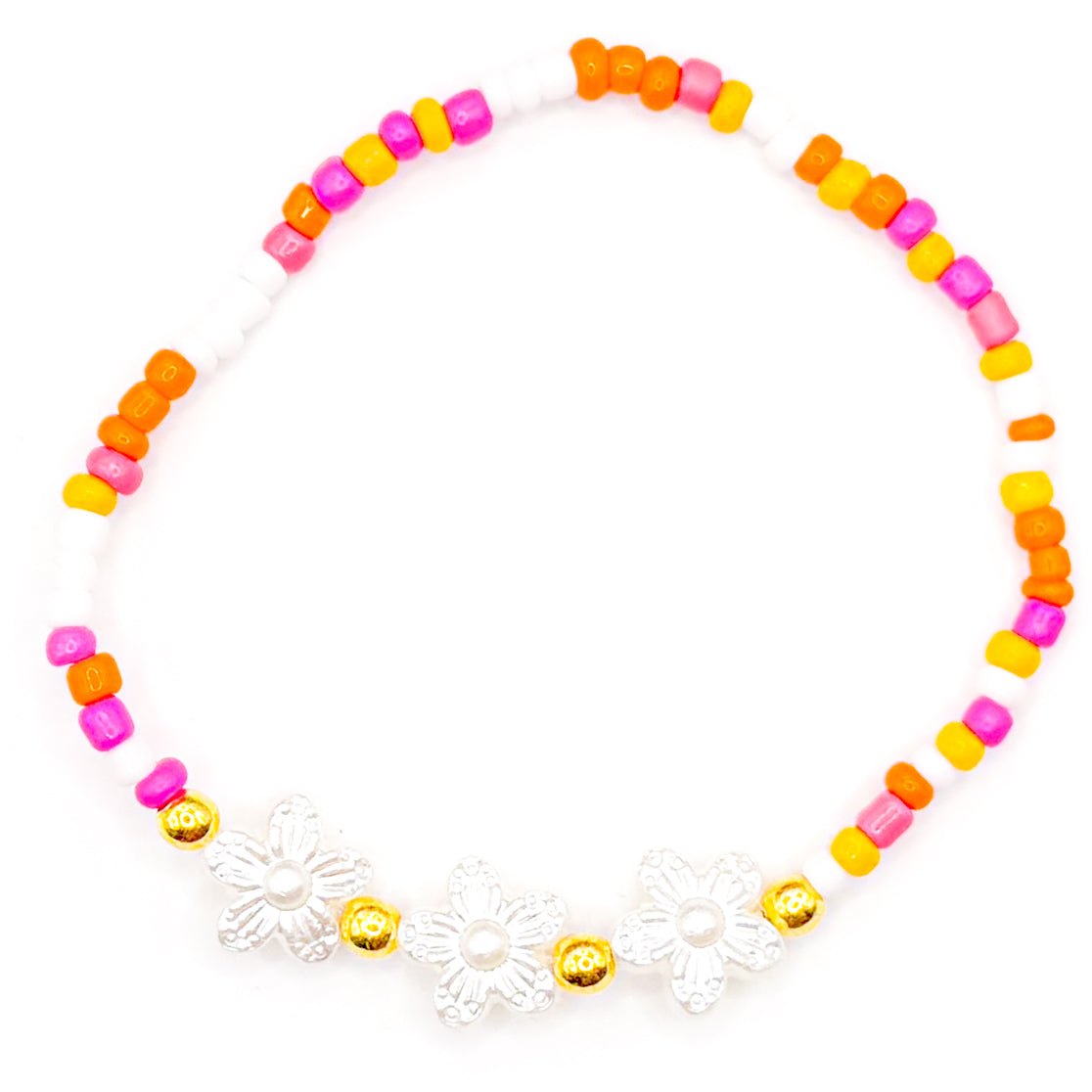 Sunset Flowers Seed Beaded Bracelet