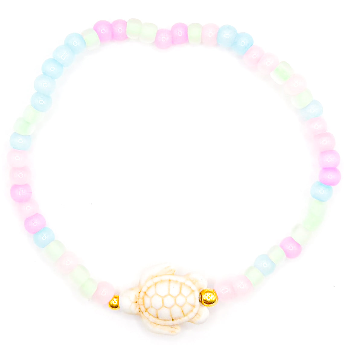 Pastel Summer Turtle Seed Beaded Bracelet