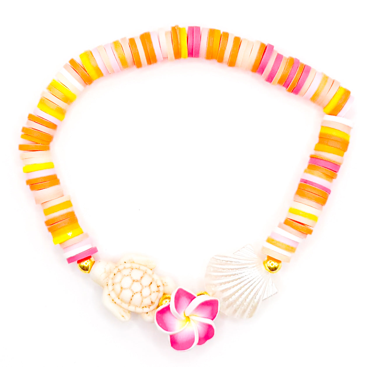 Preppy Beach Vacation Clay Beaded Bracelet