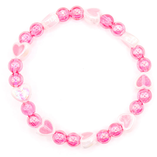Pink Heart Bubbles Beaded Bracelet
