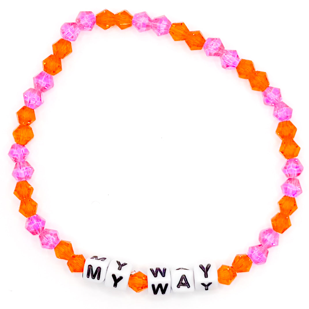 "MY WAY" Orange and Pink Bead Buddy Bracelet