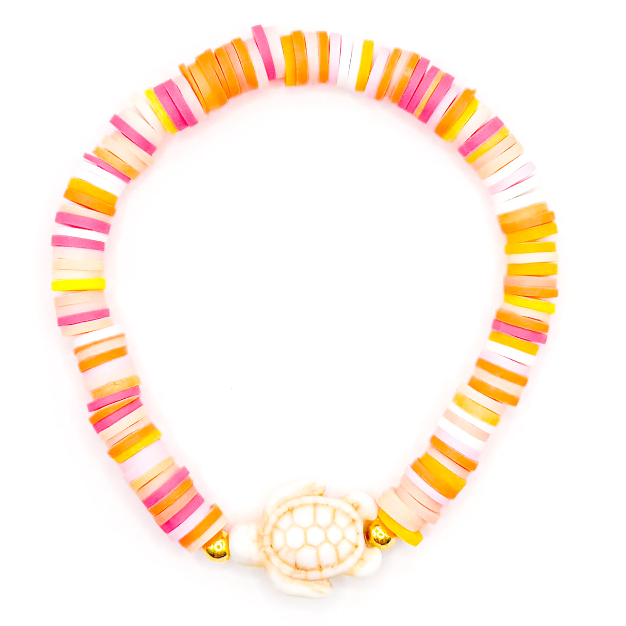 Summer Sunset Turtle Clay Beaded Bracelet