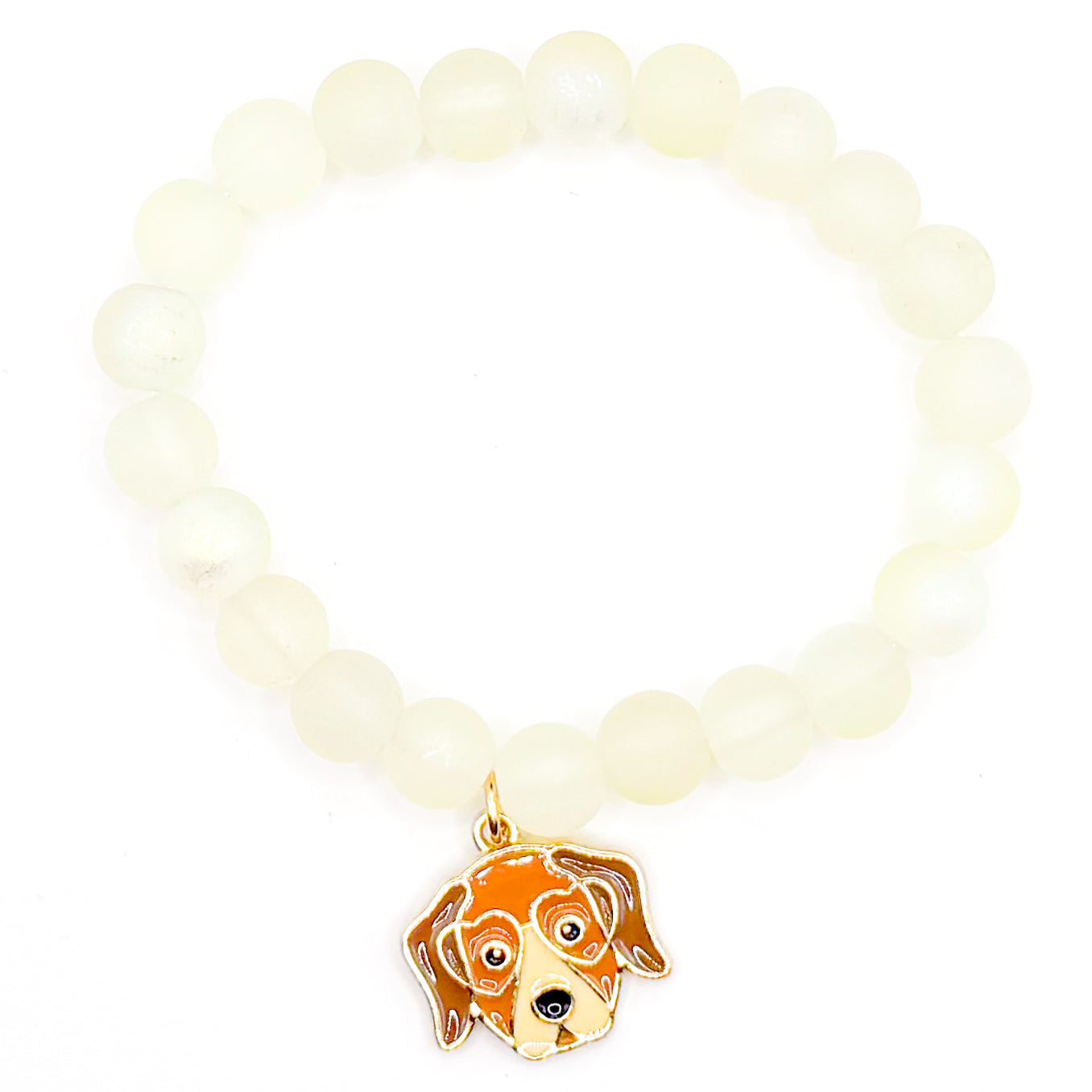 Heart Eyes Puppy Glass Beaded Bracelet