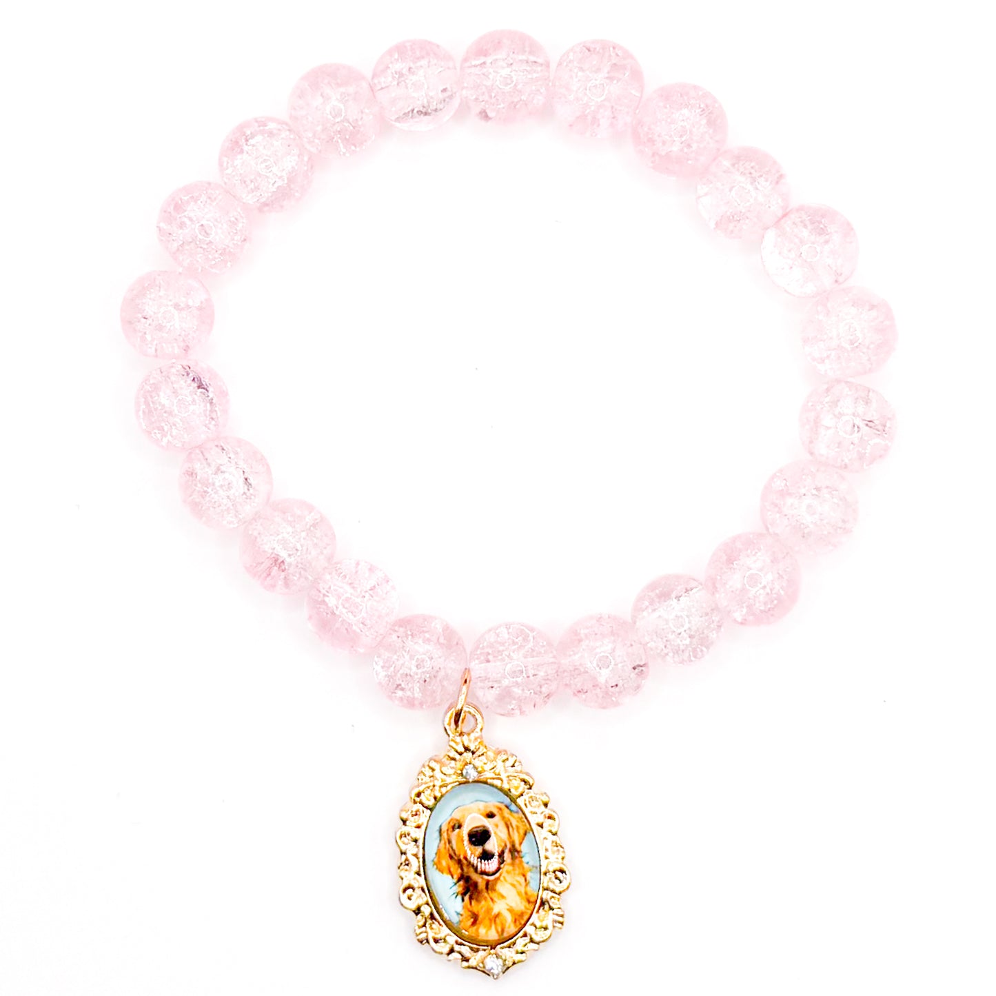 Pink Golden Glass Beaded Bracelet