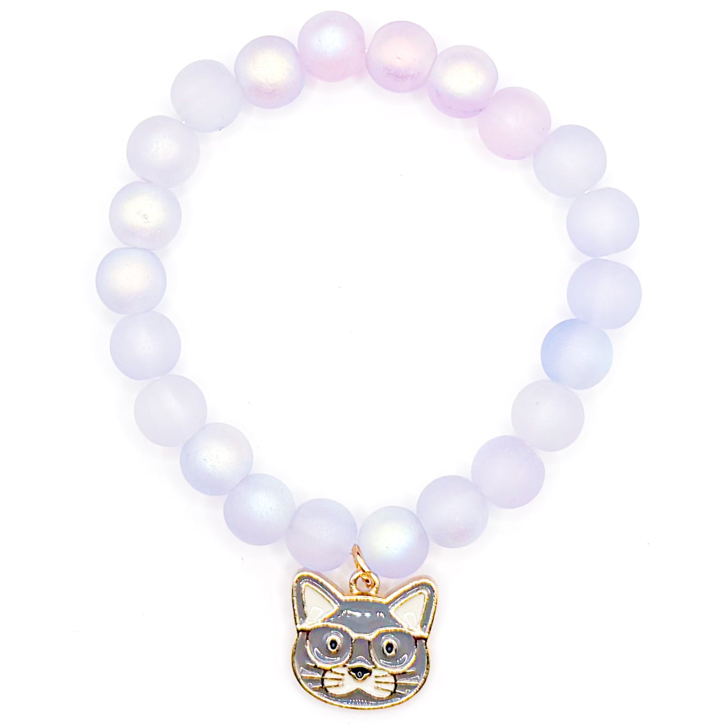 Kitty Purple Glass Beaded Bracelet
