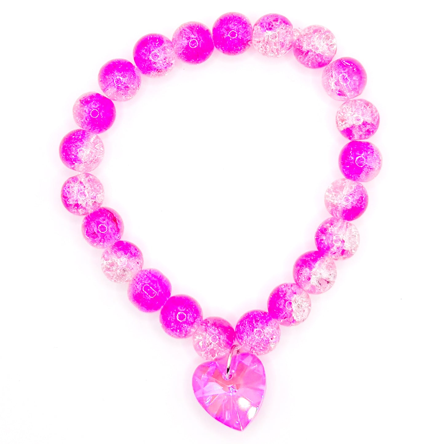Bright Pink Love Glass Beaded Bracelet