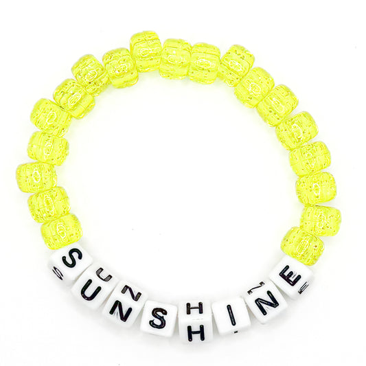 Glittery Yellow "Sunshine" Beaded Bracelet