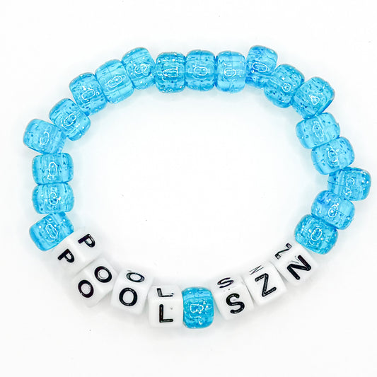 Blue "Pool Szn" Beaded Bracelet