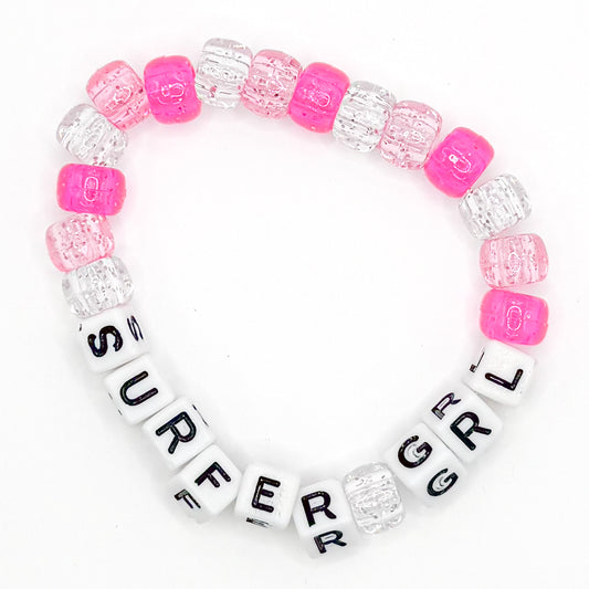 Pink "Surfer GRL" Beaded Bracelet