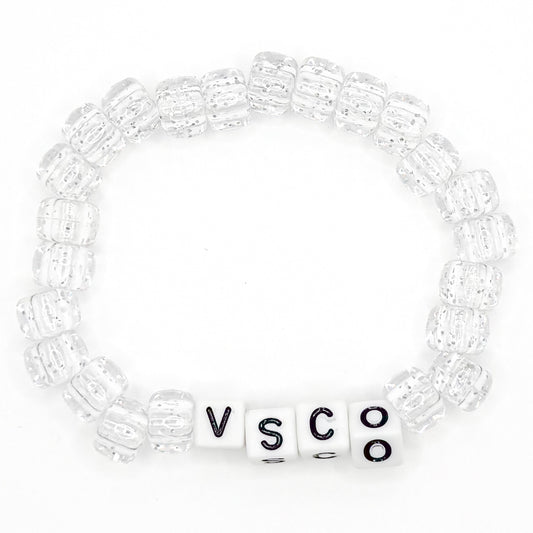 Clear "VSCO" Beaded Bracelet