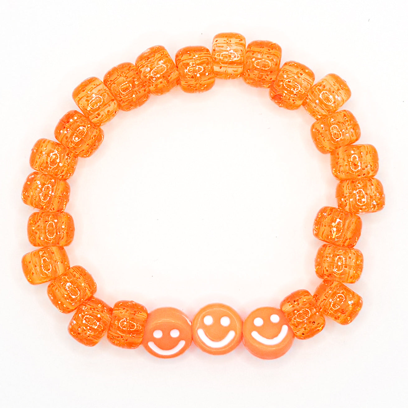 Orange Triple Smiles Beaded Bracelet