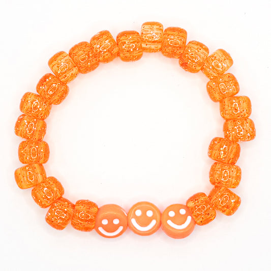 Orange Triple Smiles Beaded Bracelet