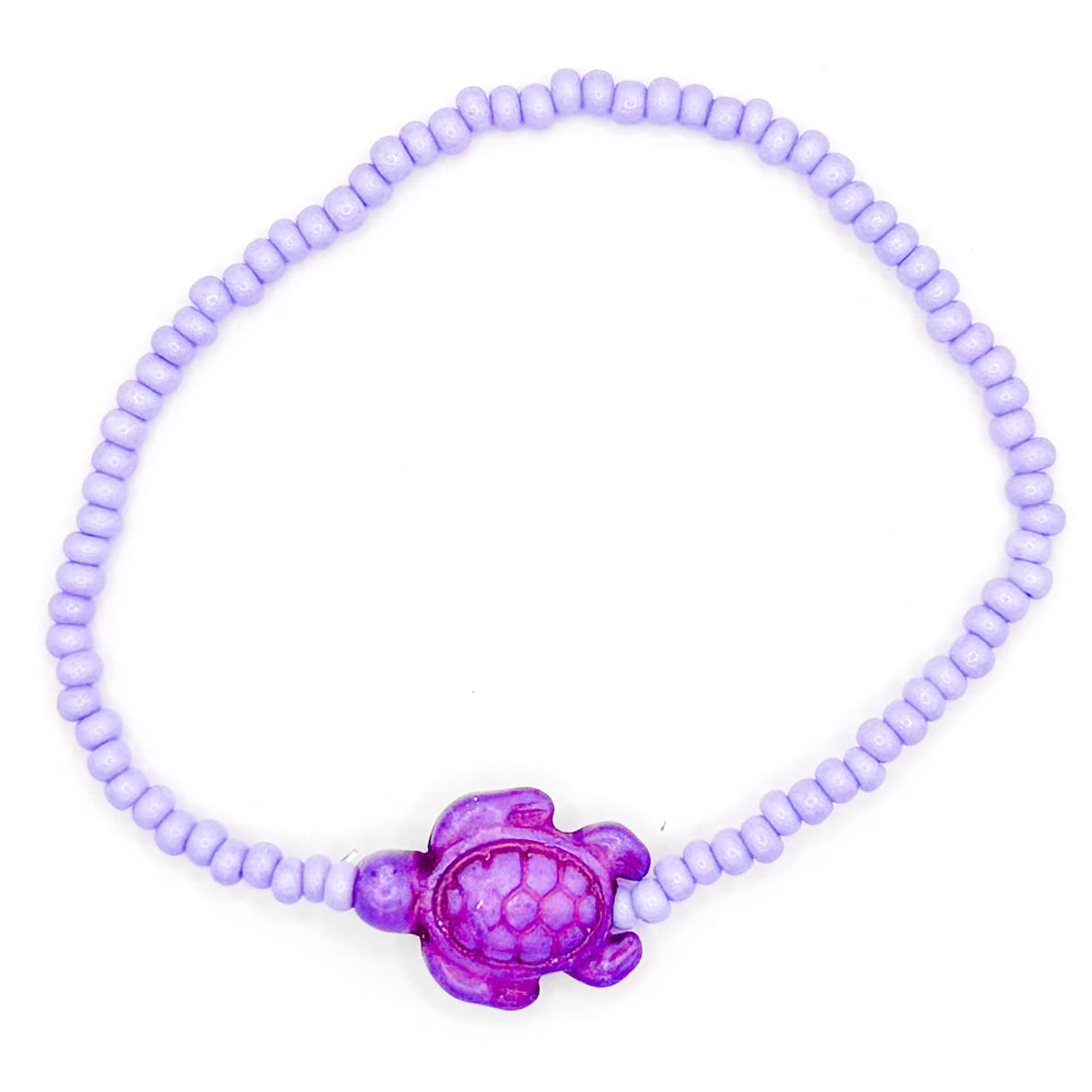 Purple Sea Turtle Seed Beaded Bracelet