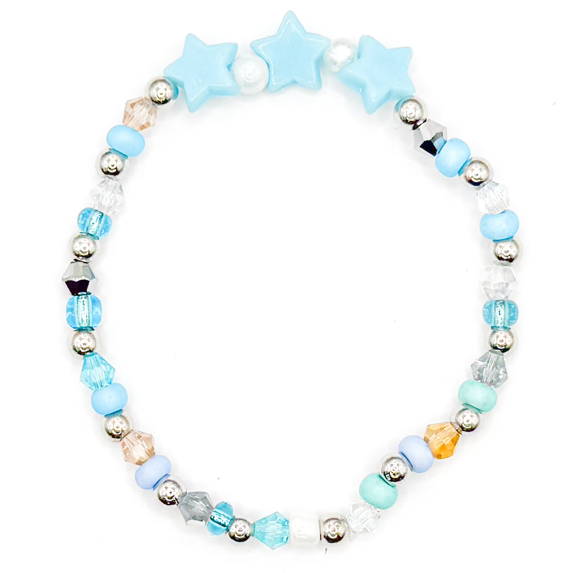 Blue Stars Seed Beaded Bracelet