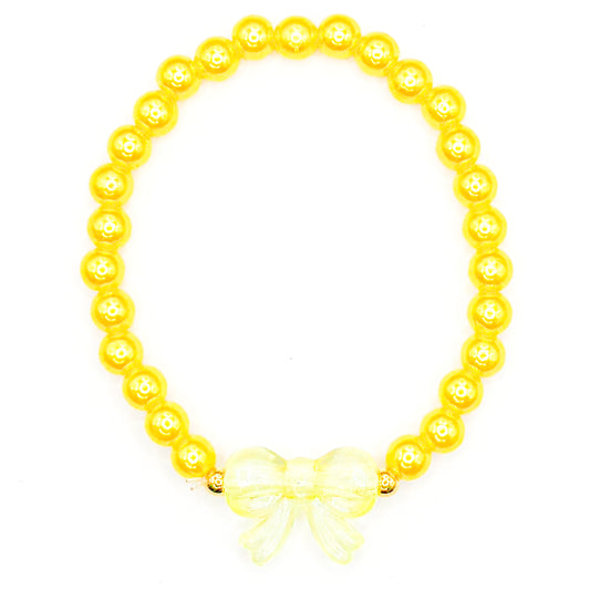 Yellow Bow Beaded Bracelet