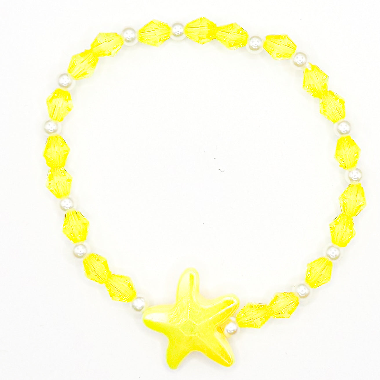 Bright Yellow Starfish Beaded Bracelet