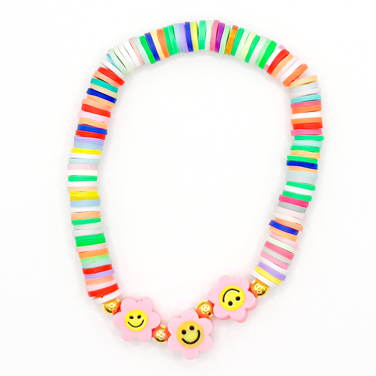 Rainbow Flowers Clay Beaded Bracelet