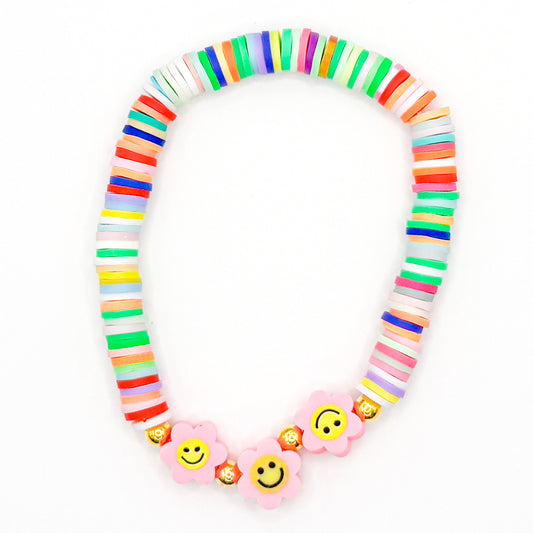 Rainbow Flowers Clay Beaded Bracelet
