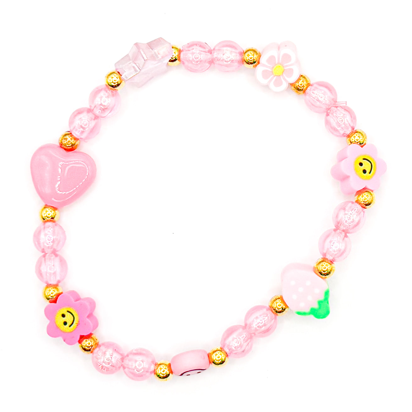 Classic Pink Charms Beaded Bracelet