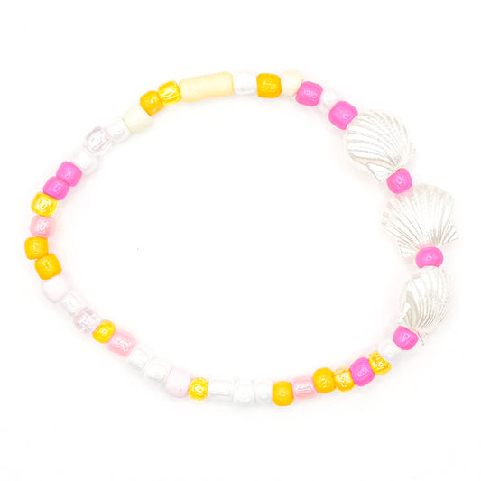 Summer Shells Pink Lemonade Seed Beaded Bracelet