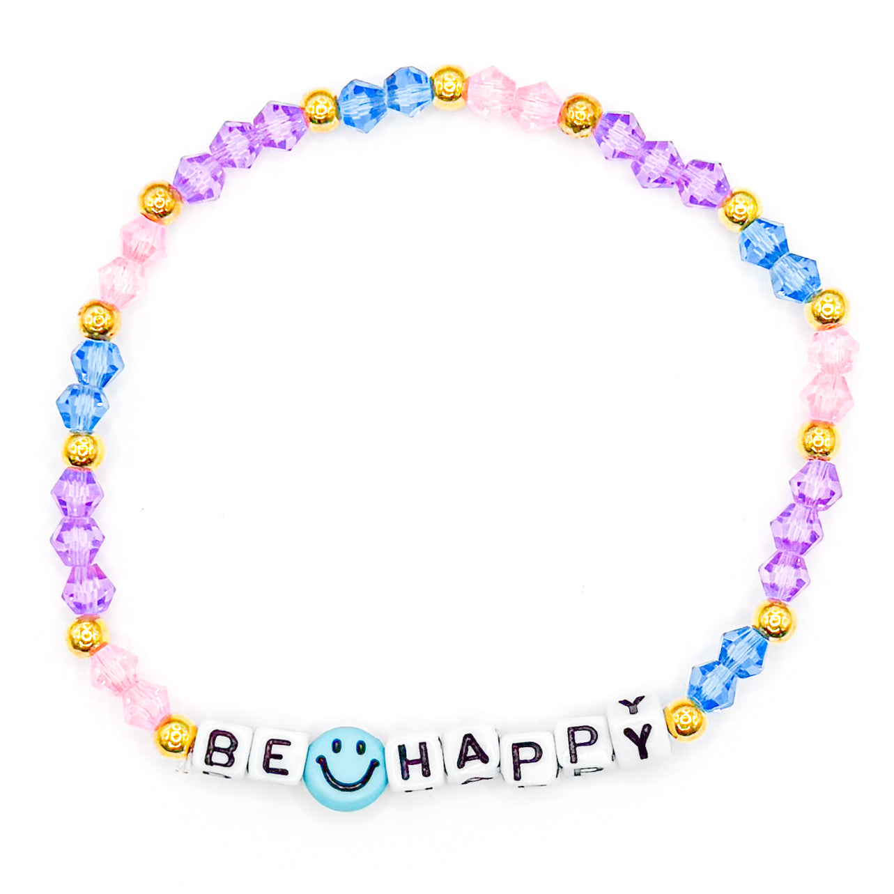 Blue "Be Happy" Bead Buddy Bracelet