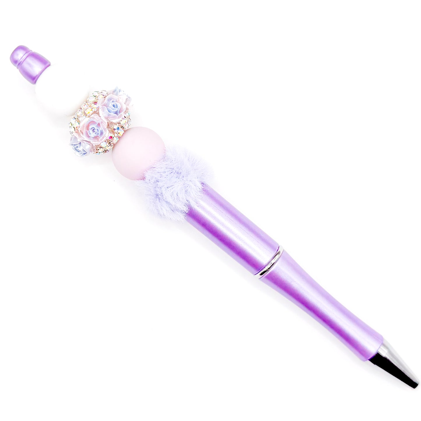 Purple Preppy Roses Charm Pen