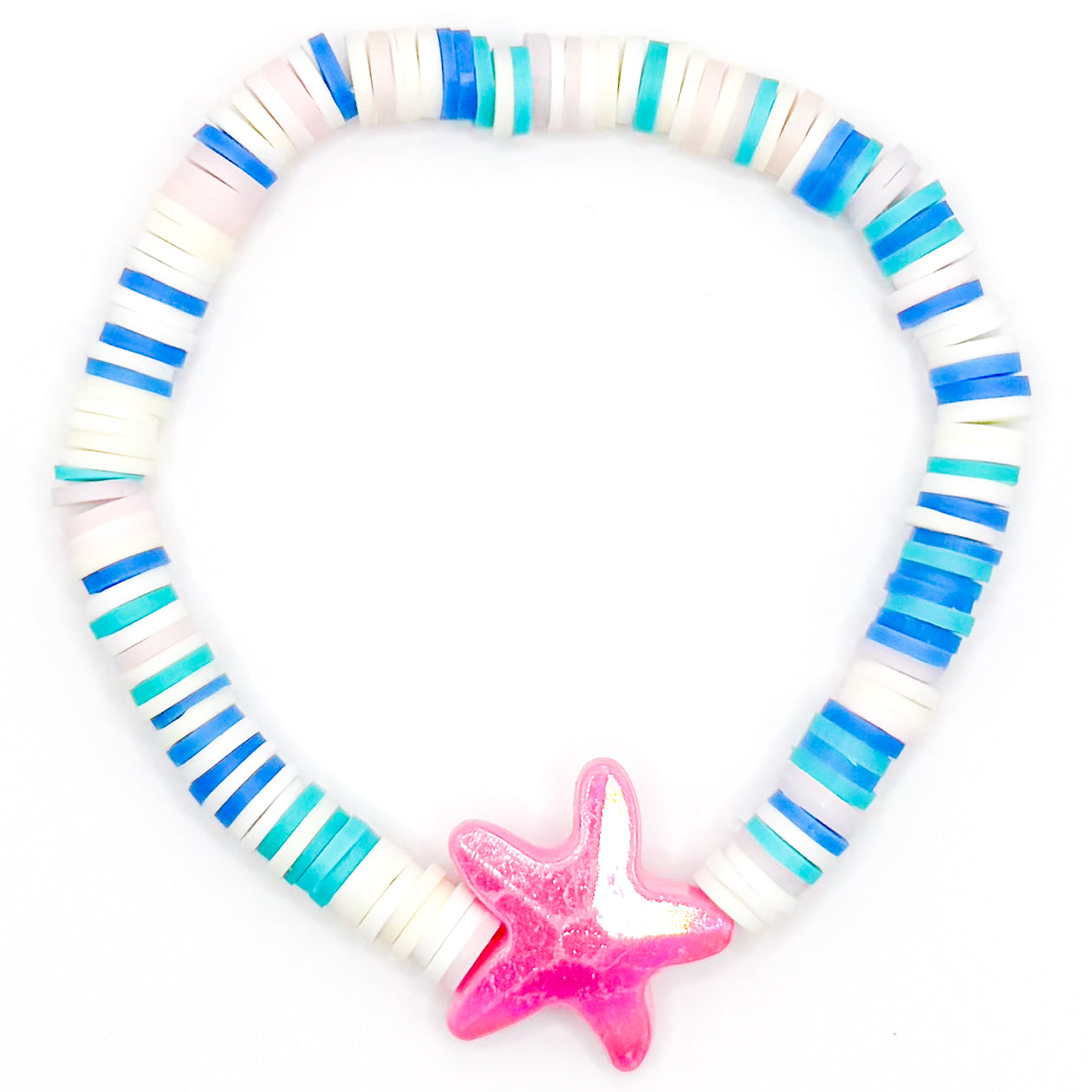 Beach Babe Pink Starfish Beaded Bracelet