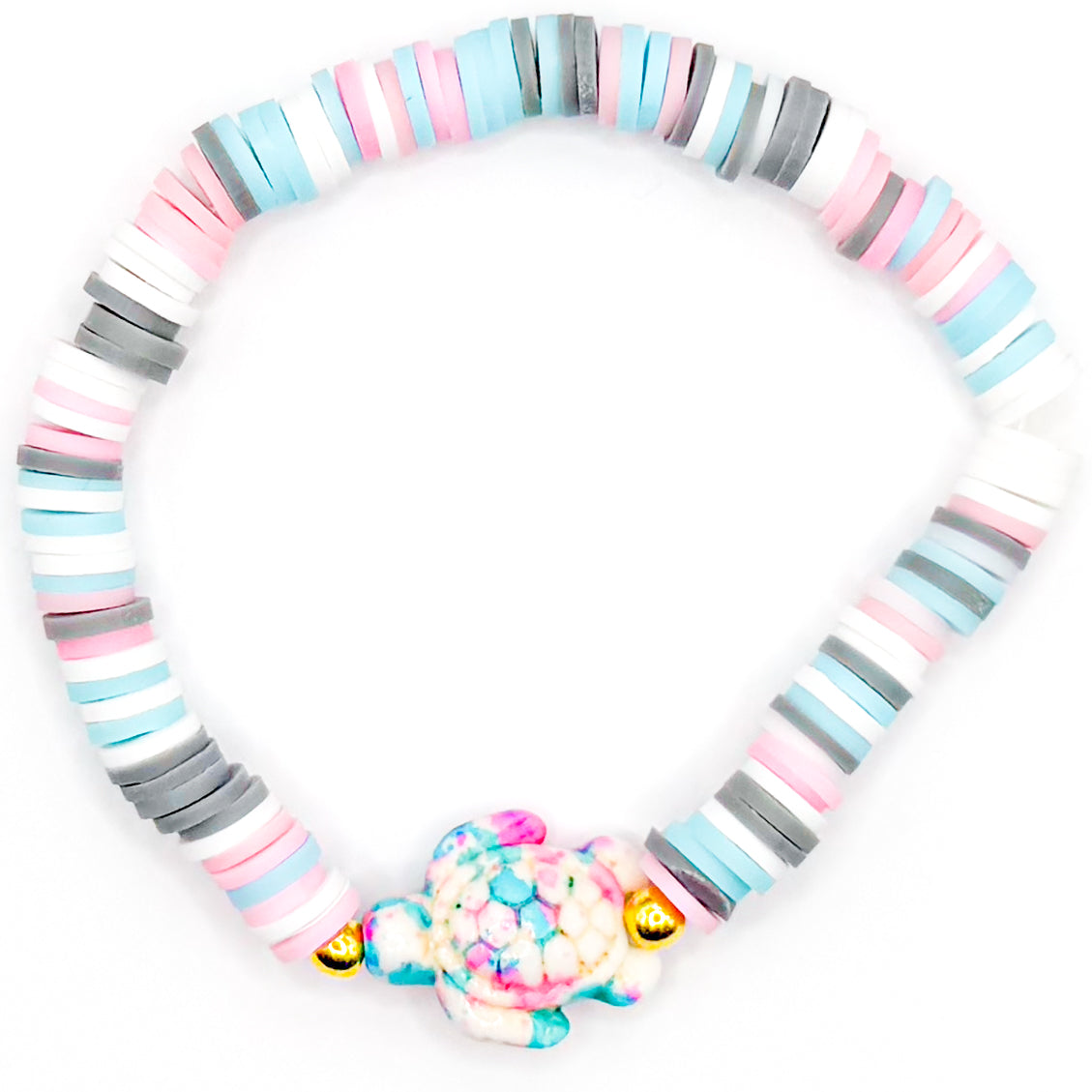 Surfer Girl Tie-Dye Turtle Beaded Bracelet