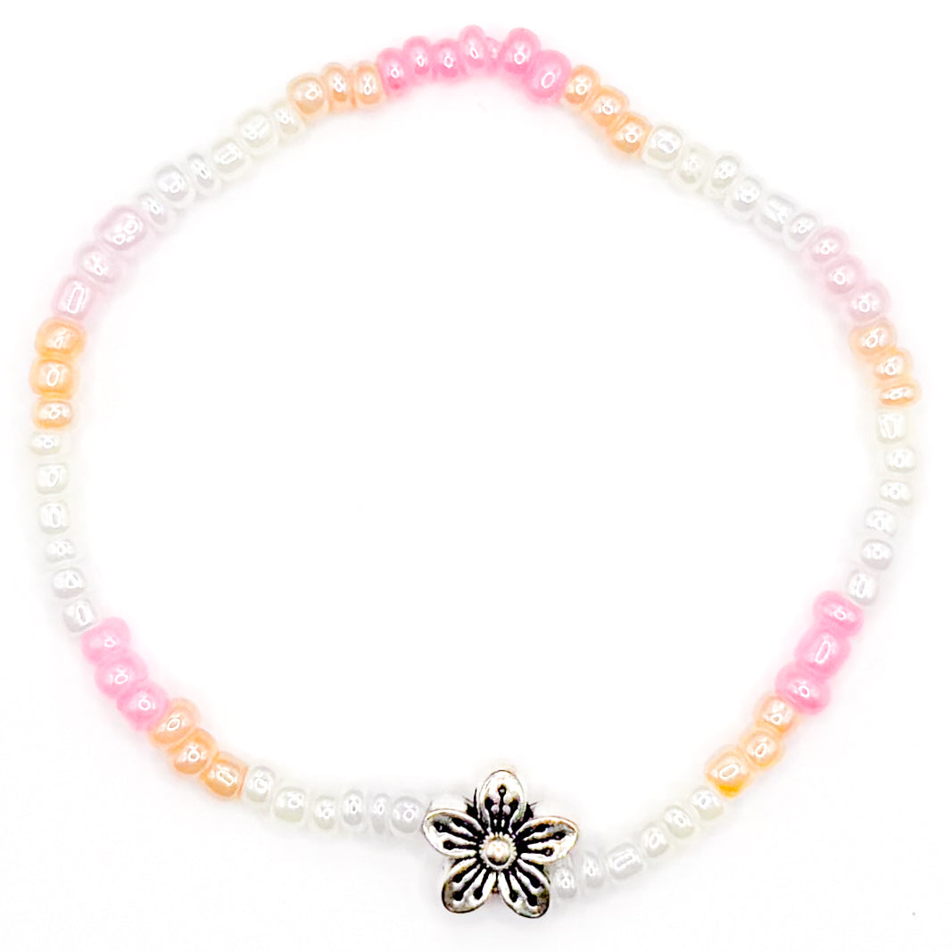 Tropical Preppy Flower Seed Beaded Bracelet