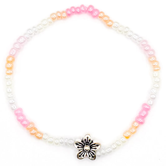 Tropical Preppy Flower Seed Beaded Bracelet
