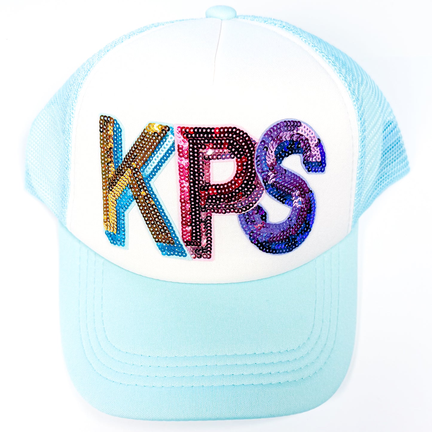 Blue Sequin "KPS" Trucker Hat