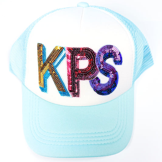 Blue Sequin "KPS" Trucker Hat