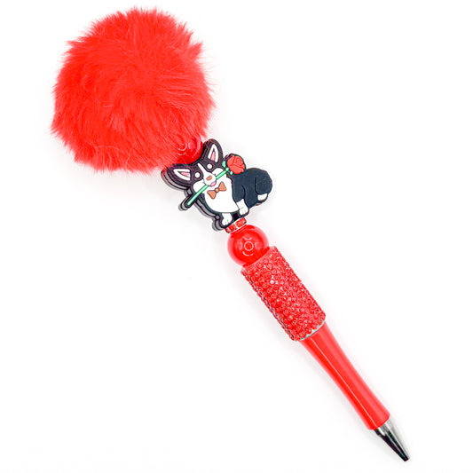 Cute Corgi Pom Pom Charm Pen