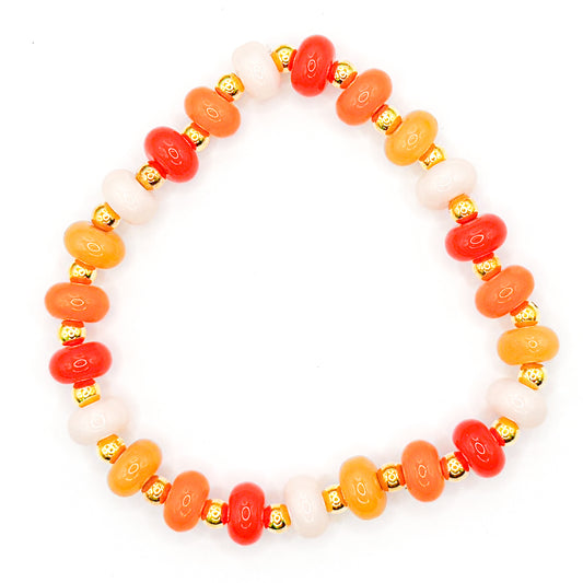 Orange Coastal Glass Beaded Bracelet