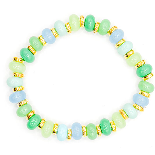 Light Green Coastal Glass Beaded Bracelet