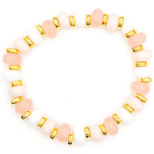 Neutral Pink Coastal Glass Beaded Bracelet