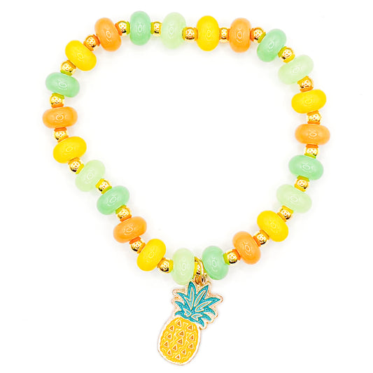 Pineapple Coastal Glass Beaded Bracelet