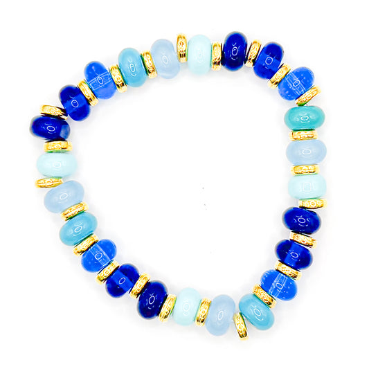 Dark Blue Coastal Glass Beaded Bracelet