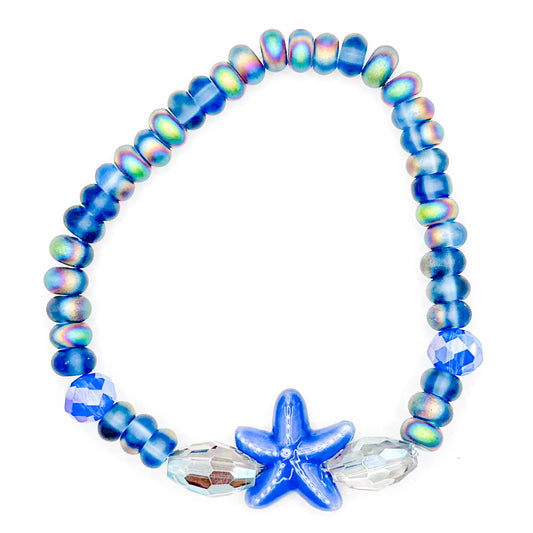 Blue Starfish 1.0 Glass Beaded Bracelet