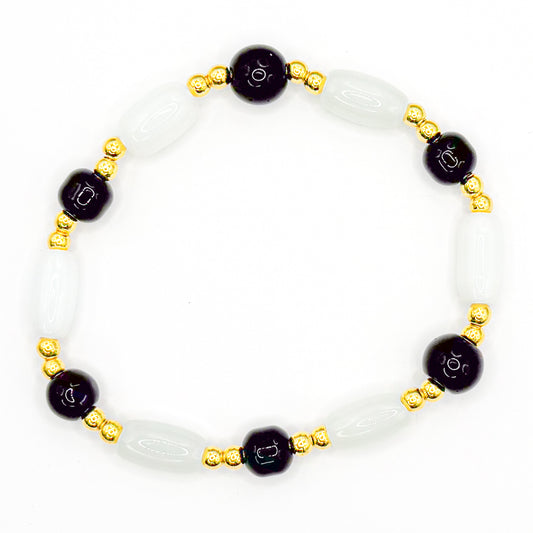 Neutral Chic Glass Beaded Bracelet