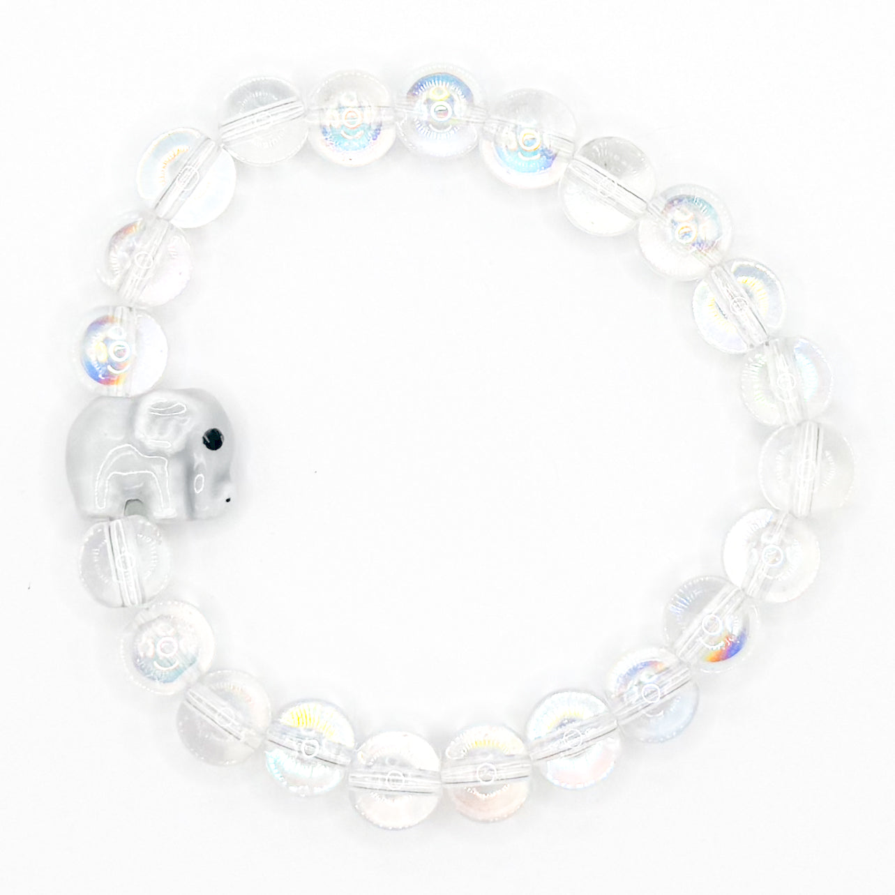 Clear Elephant Glass Beaded Bracelet