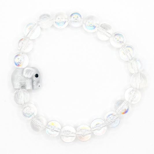 Clear Elephant Glass Beaded Bracelet