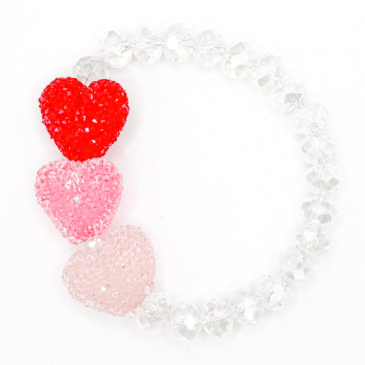 Candy Hearts Glass Beaded Bracelet