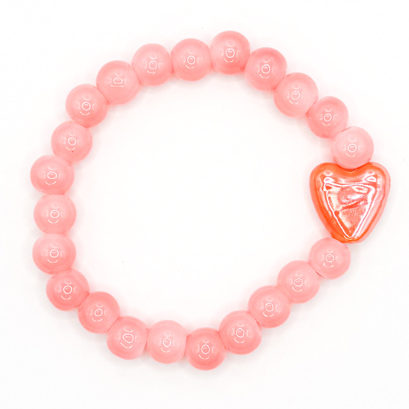 Pink Heart Bubbles Glass Beaded Bracelet